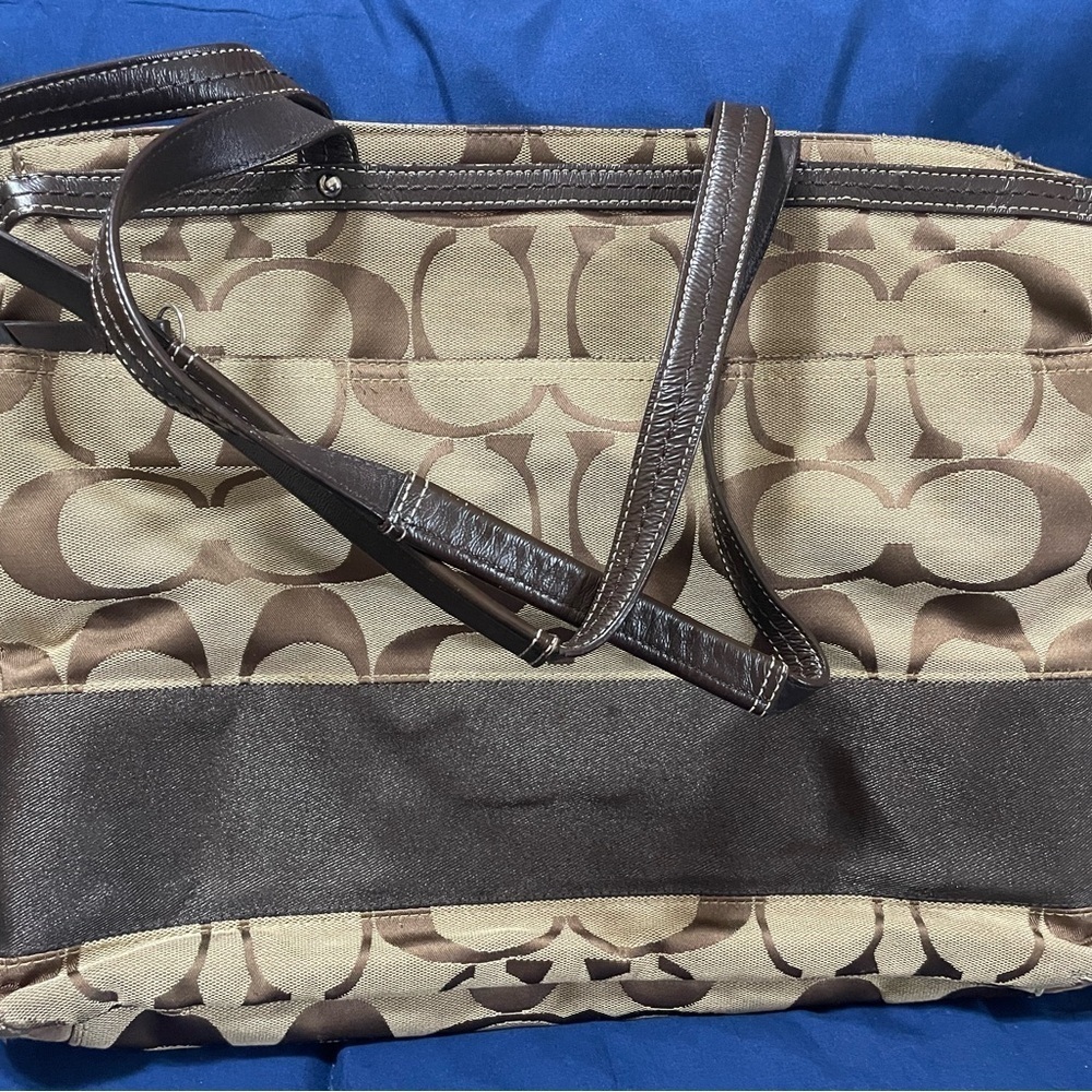 Coach Brown and Tan Tote Bag